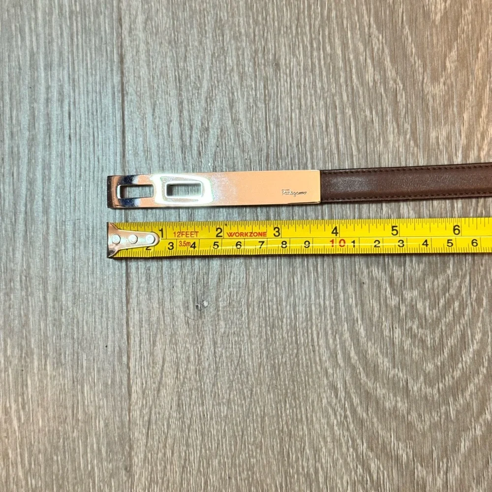 Salvatore Ferragamo Thin Brown Leather Belt Size S